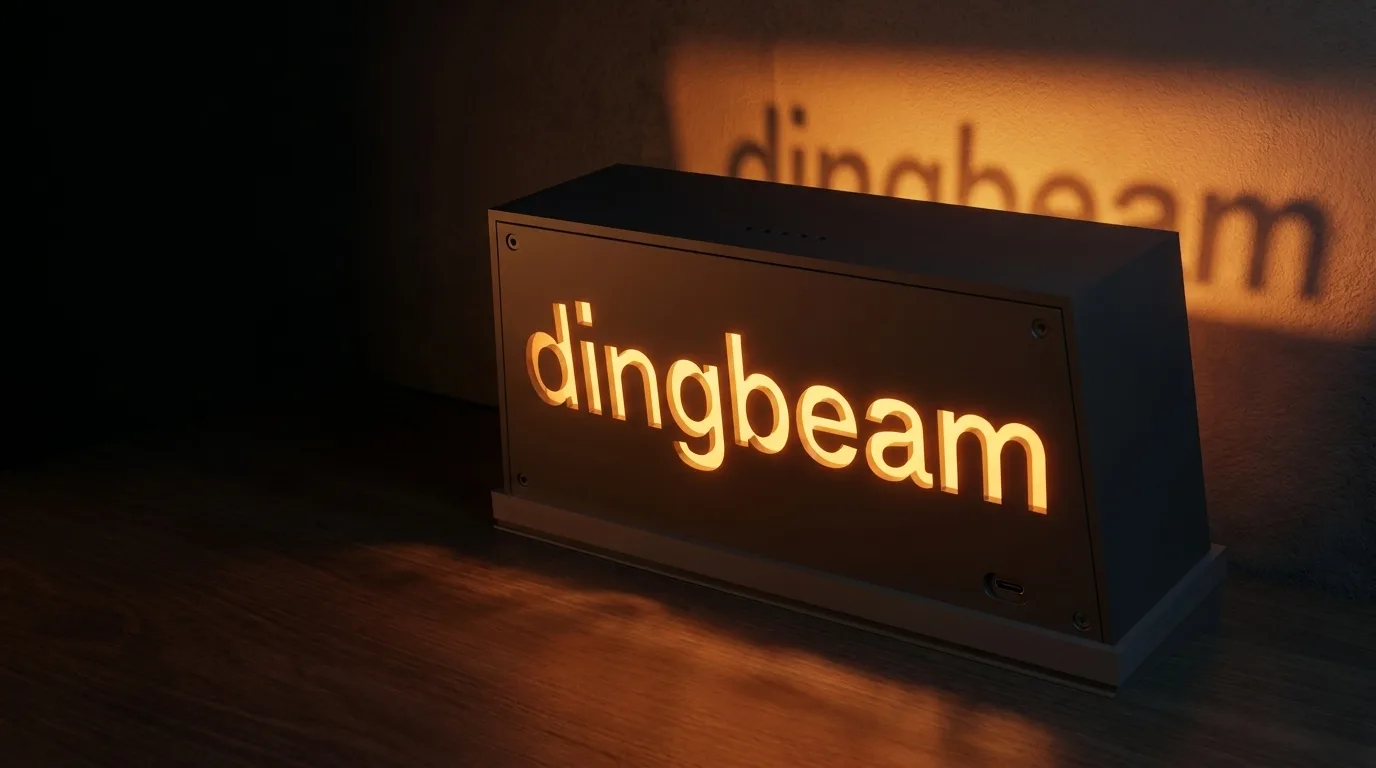 Dingbeam cihazının arkasından duvara vuran turuncu dingbeam ışığı